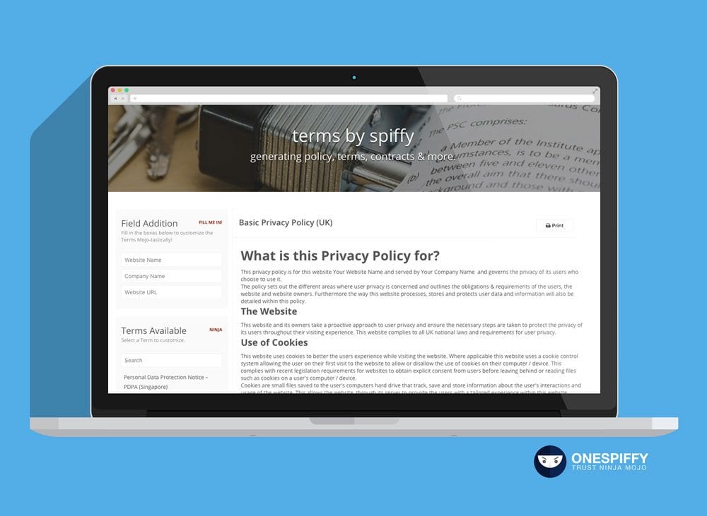 Launch of Terms by Spiffy App – Generating Terms & Policies