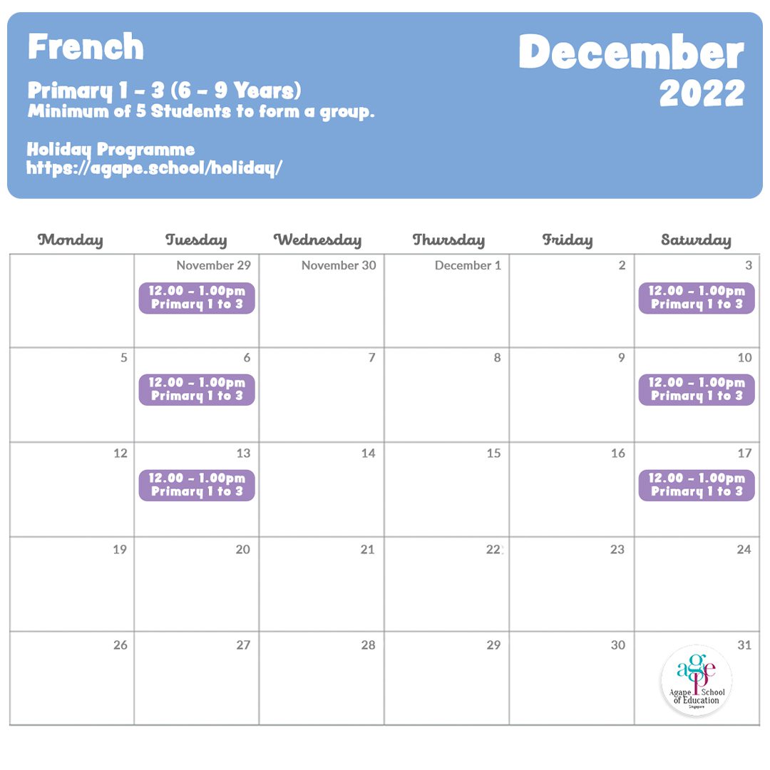 Our Language Holiday Program at Agape School of Education. Learn Languages today! - French