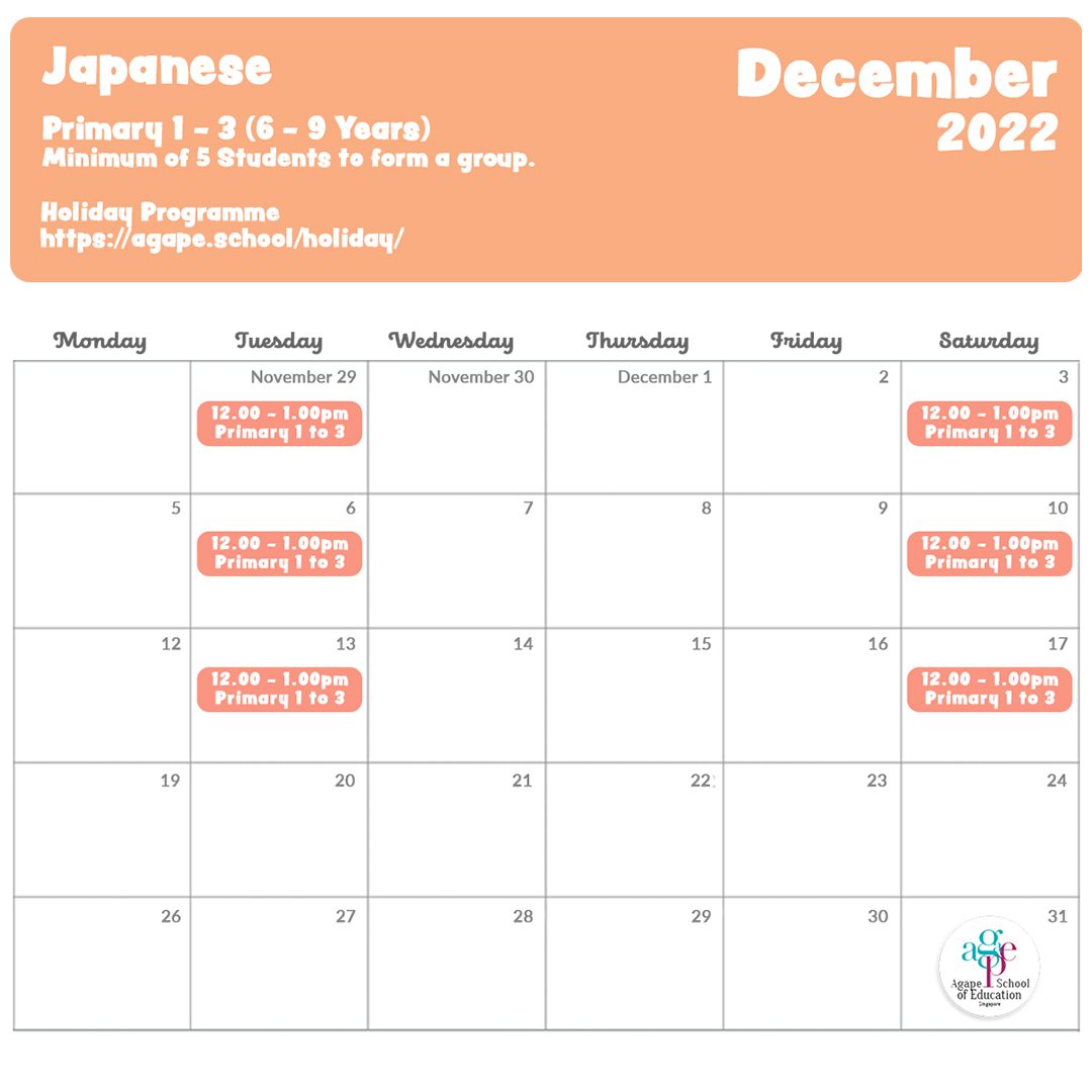 Our Language Holiday Program at Agape School of Education. Learn Languages today! - Japanese
