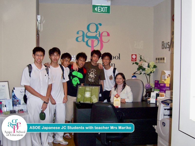 Agape School of Education Japanese JC Students with teacher Mariko